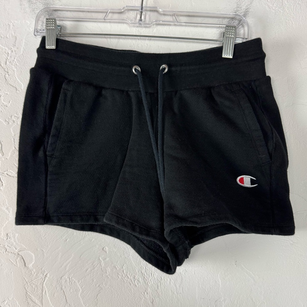 UO Urban Outfitters Champion Shorts Sweat Fleece Lined Solid Black Reverse Weave